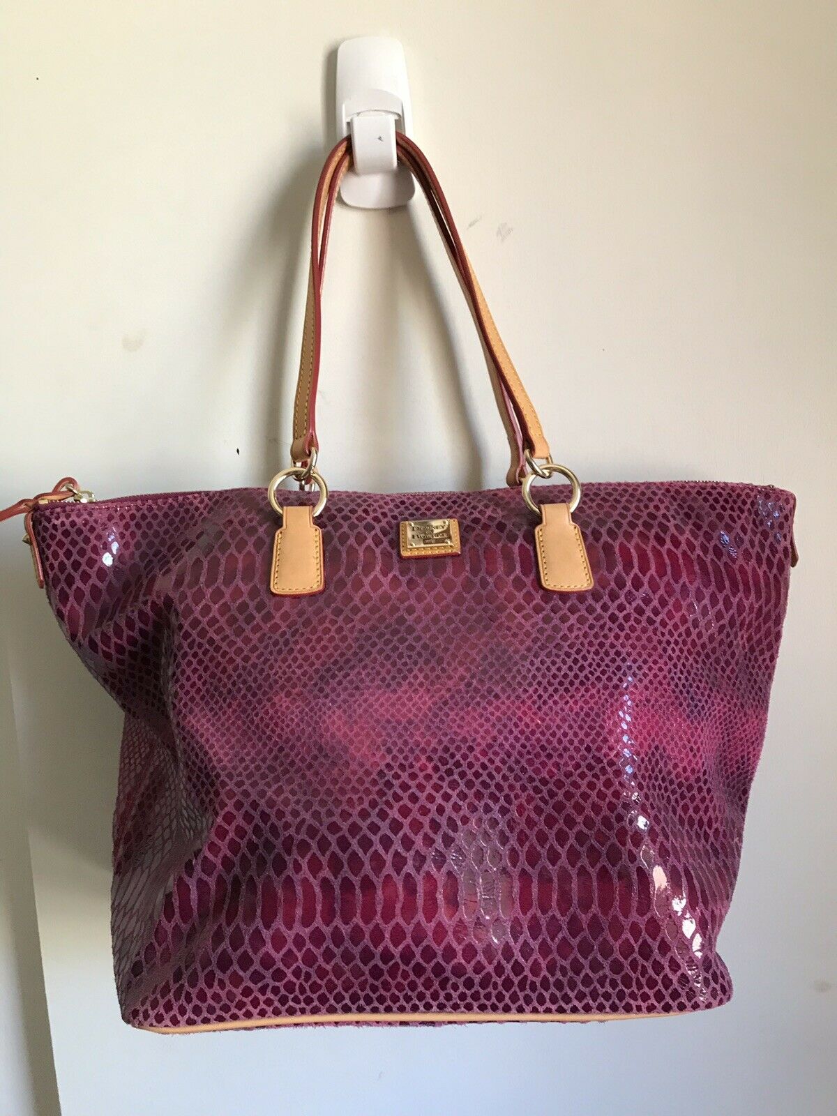 DOONEY & BOURKE XL Pink Snake Print Leather  tote