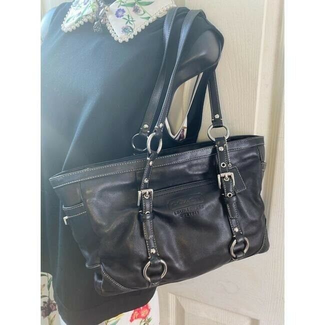 COACH Large Black Leather Shoulder Bag