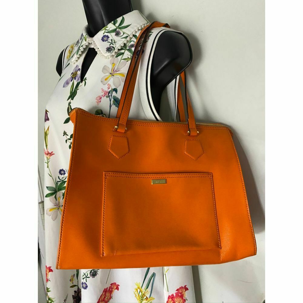 Lauren Ralph Lauren Orange Large Leather Shoulder Bag