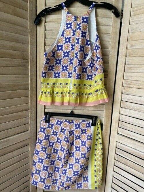 Nicole Miller multicolor floral linen skirt and set msrp blouse