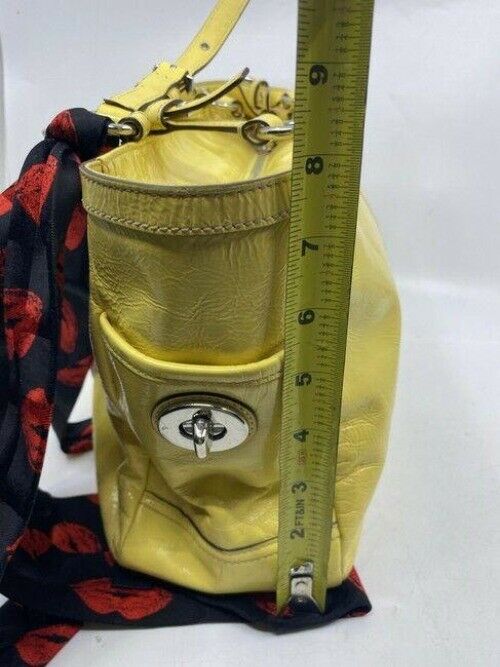 coach w w detachable specialty tie accent yellow shoulder bag