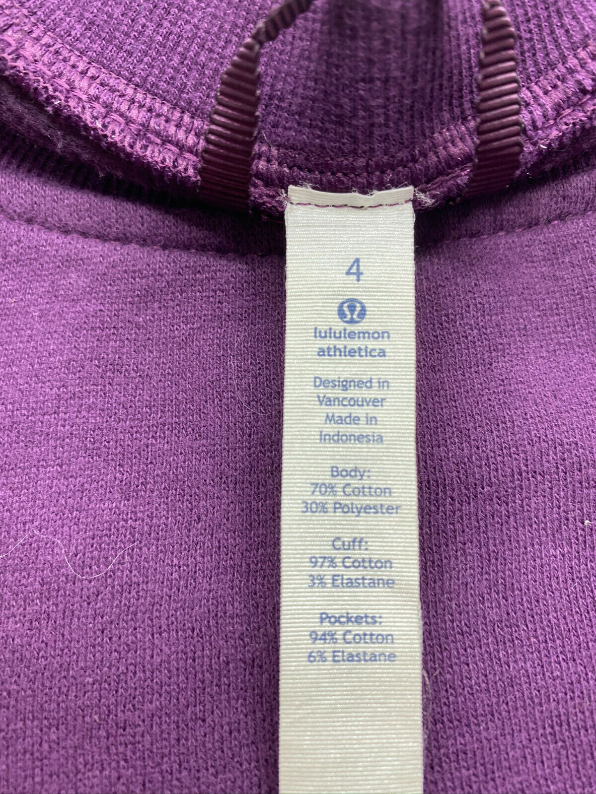 LULULEMON Womens Purple Long Sleeves Stylish Sweaters Size: 4
