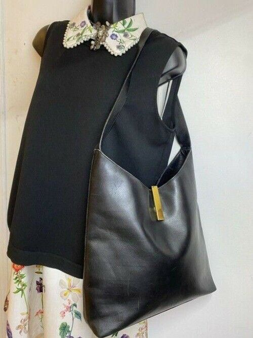 gucci xl vintage black leather hobo bag