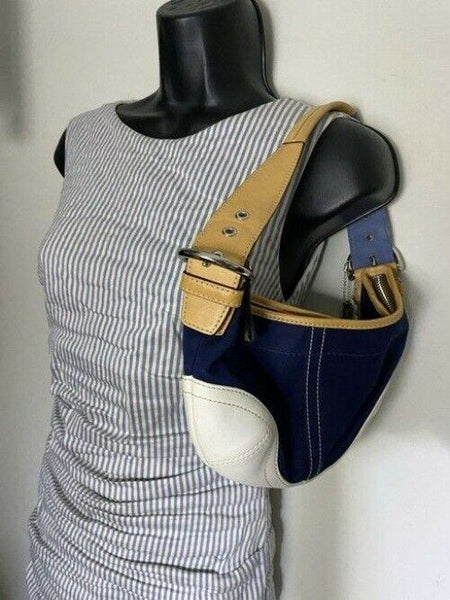 Coach Small Handbag Blue White Hobo Bag