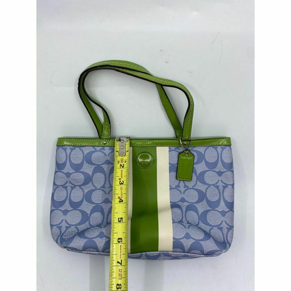 Coach Green Blue Coated Canvas Signature Handbag