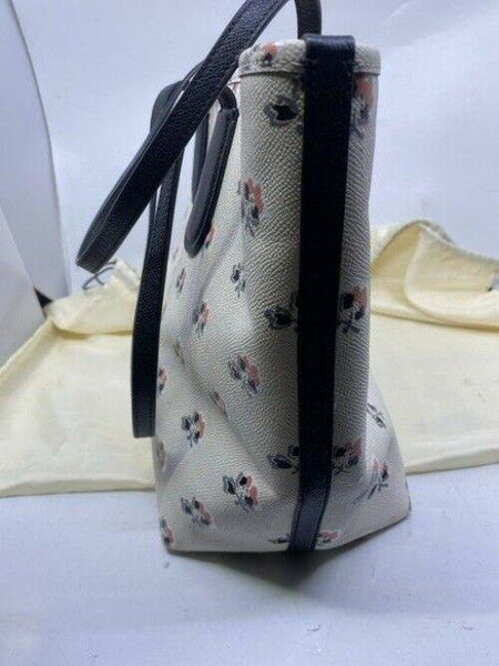 Coach shopping xl floral great condition msrp white black leather tote