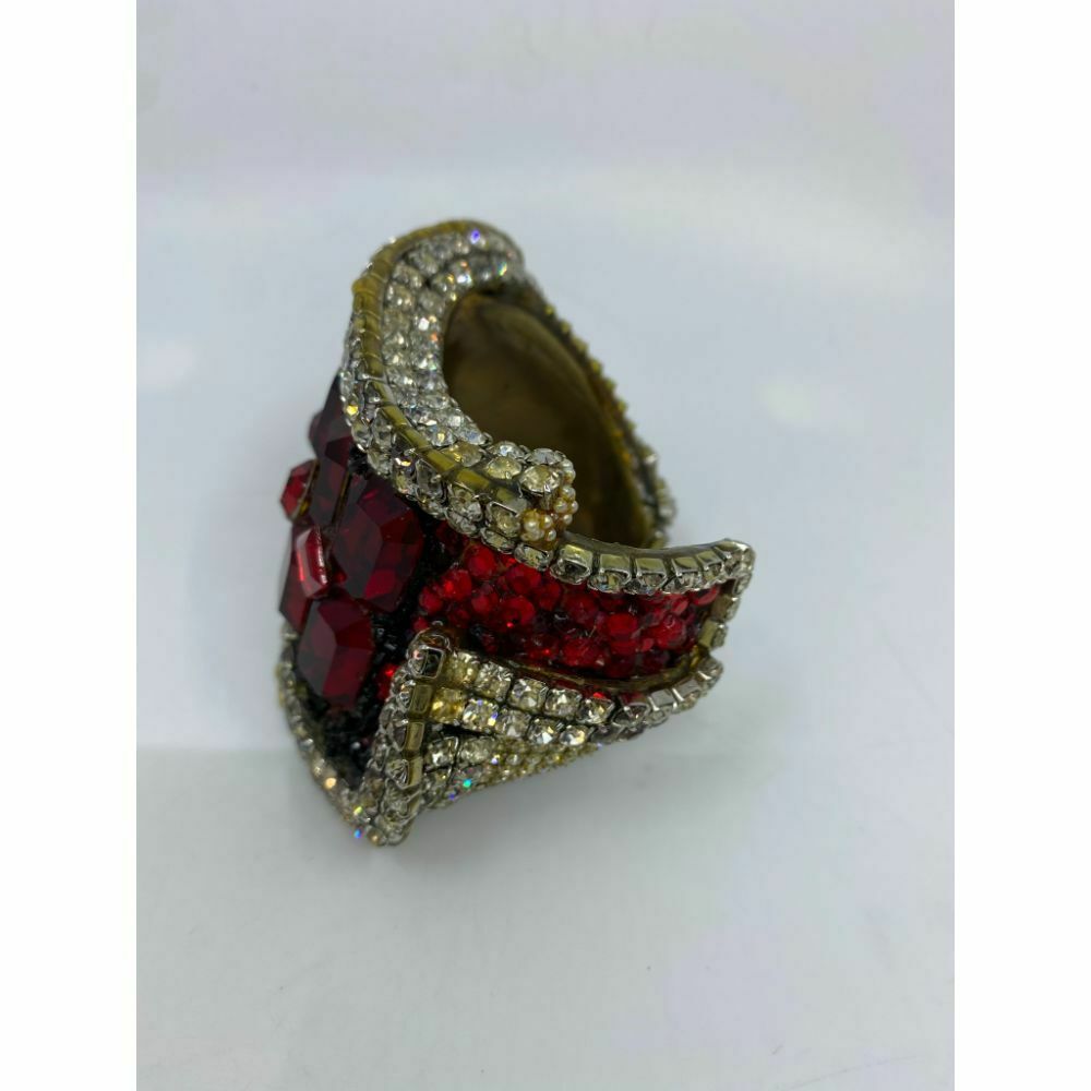 Rare! WENDY GELL 1985 Signed Red Be Jeweled Cuff Bracelet