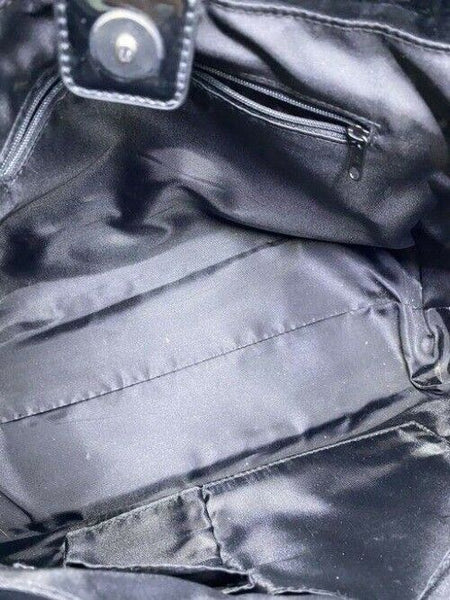 Harrods Shoulder Bag Black White Nylon Fabric Tote