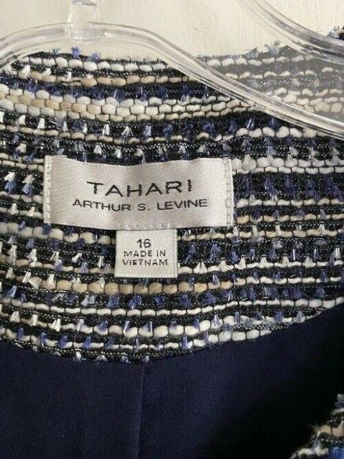 elie tahari navy white tweed msrp jacket