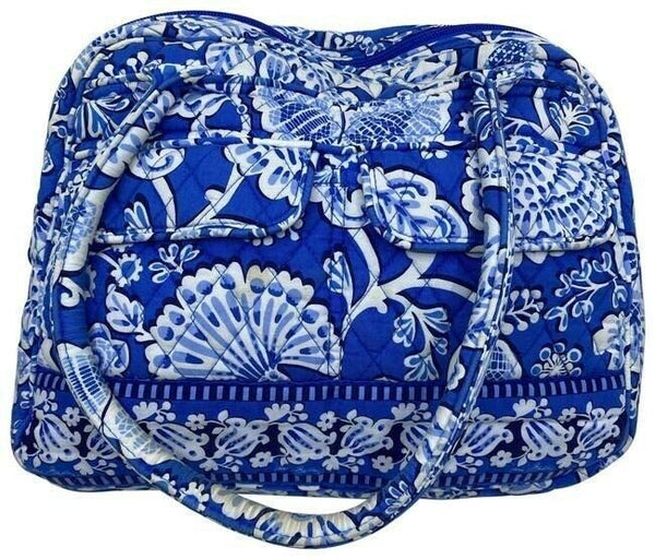 Vera Bradley Large Quilted White Blue Shoulder Bag