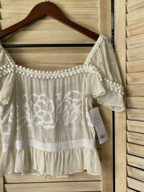 Nicole Miller white beige msrp small blouse