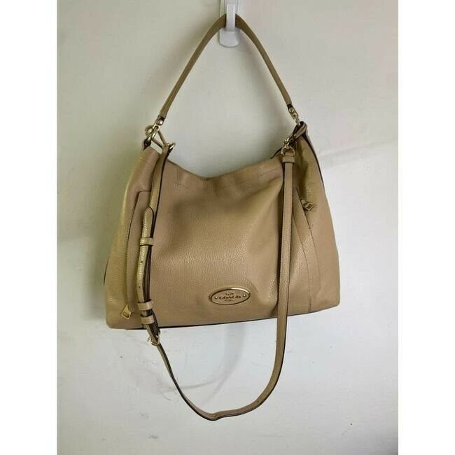 coach medium w adjustable strap tan leather cross body bag