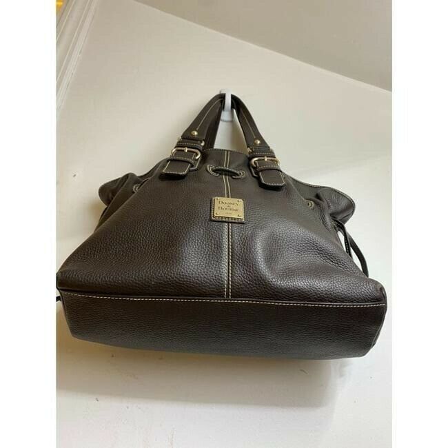dooney and bourke large brown leather shoulder bag
