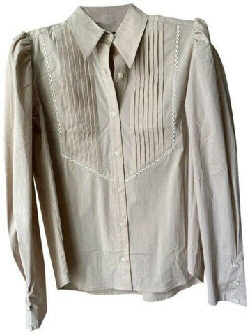 Nicole Miller Beige Small Msrp Button Down Top