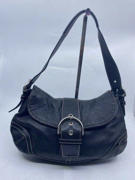 coach medium bag handbag black leather shoulder bag