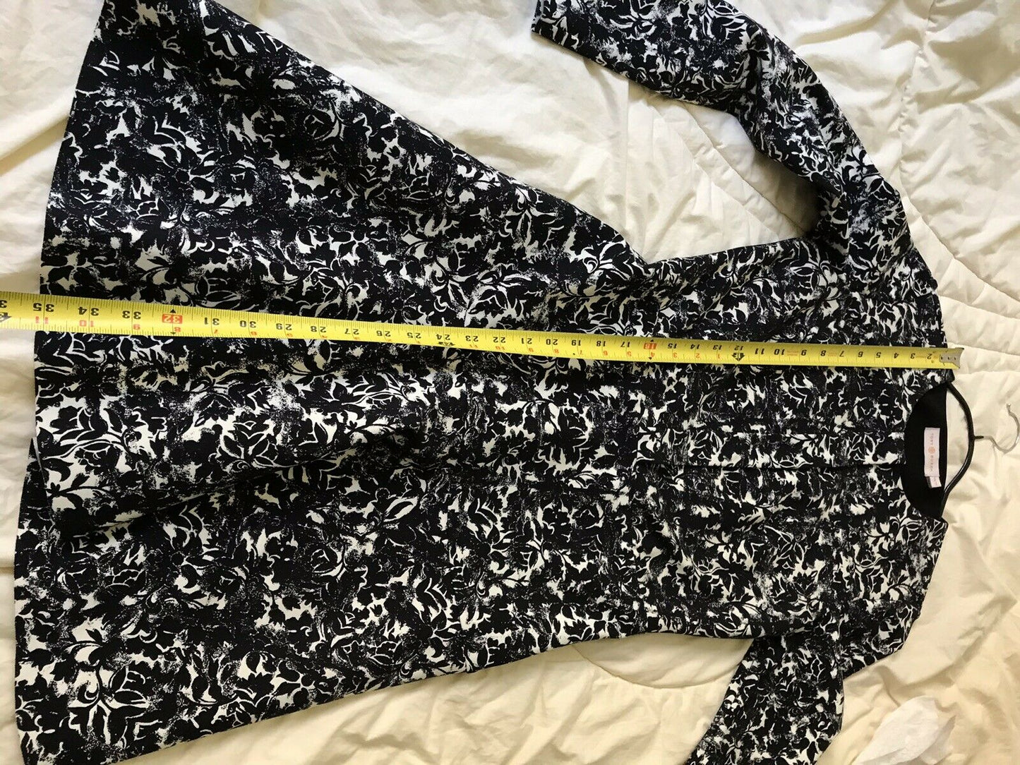 TORY BURCH Black/ White LS Floral Dress XS