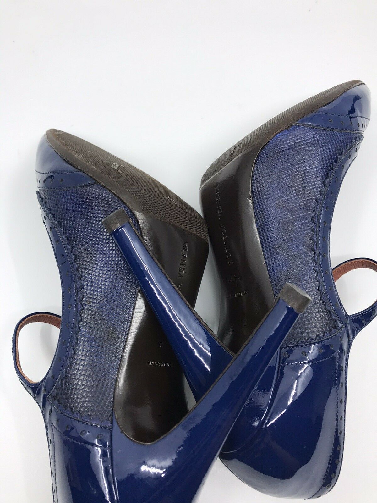 BOTTEGA VENETTA Blue high Heel Mary Jane Pumps 38.5