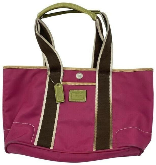 coach large pink nylon shoulder bag