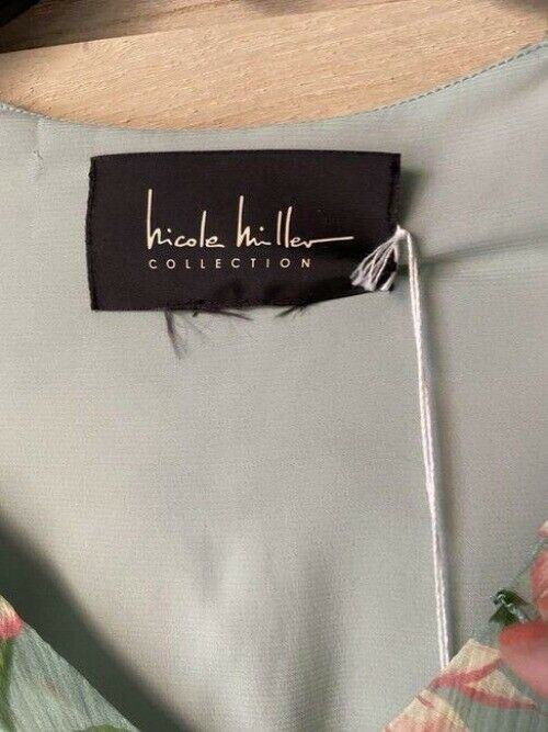 Nicole Miller Aqua Green Pink New Floral Msrp Short Casual Dress