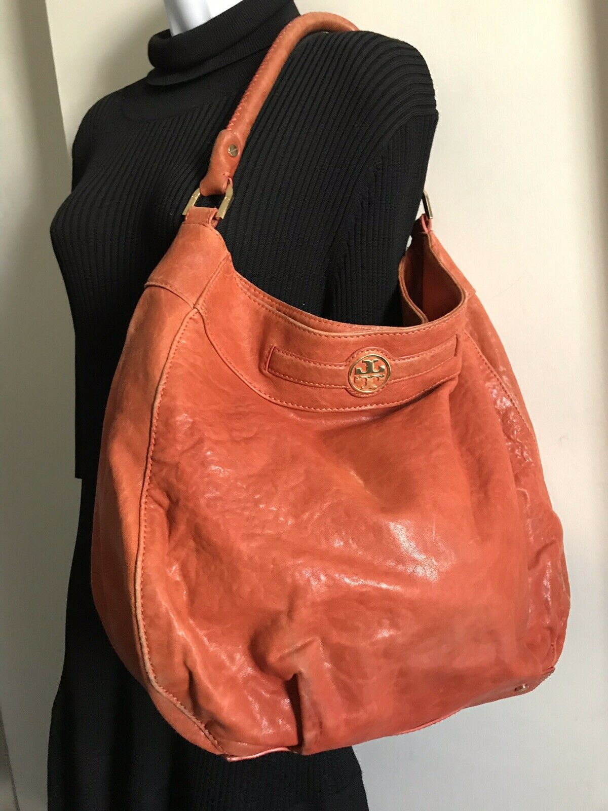 TORY BURCH Orange/Brown Leather Hobo bag
