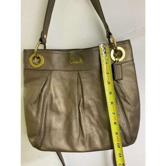 coach medium w adjustable strap gold leather cross body bag