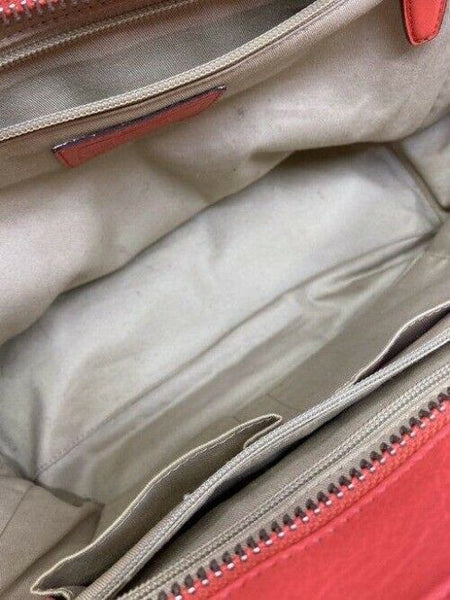 Coach w w pony hair contrast handbag coral leather tote