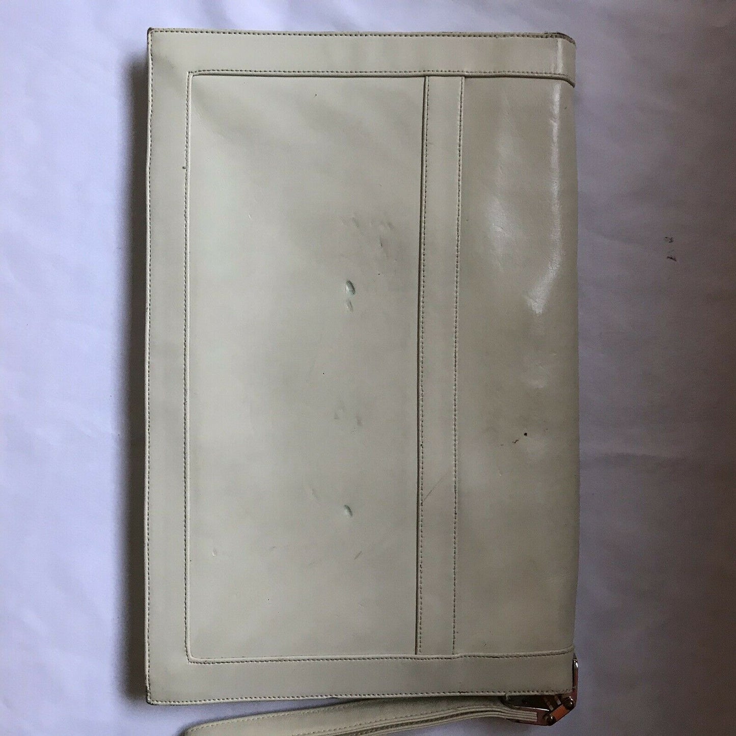 Vintage White Leather Clutch Bag Lou Taudor