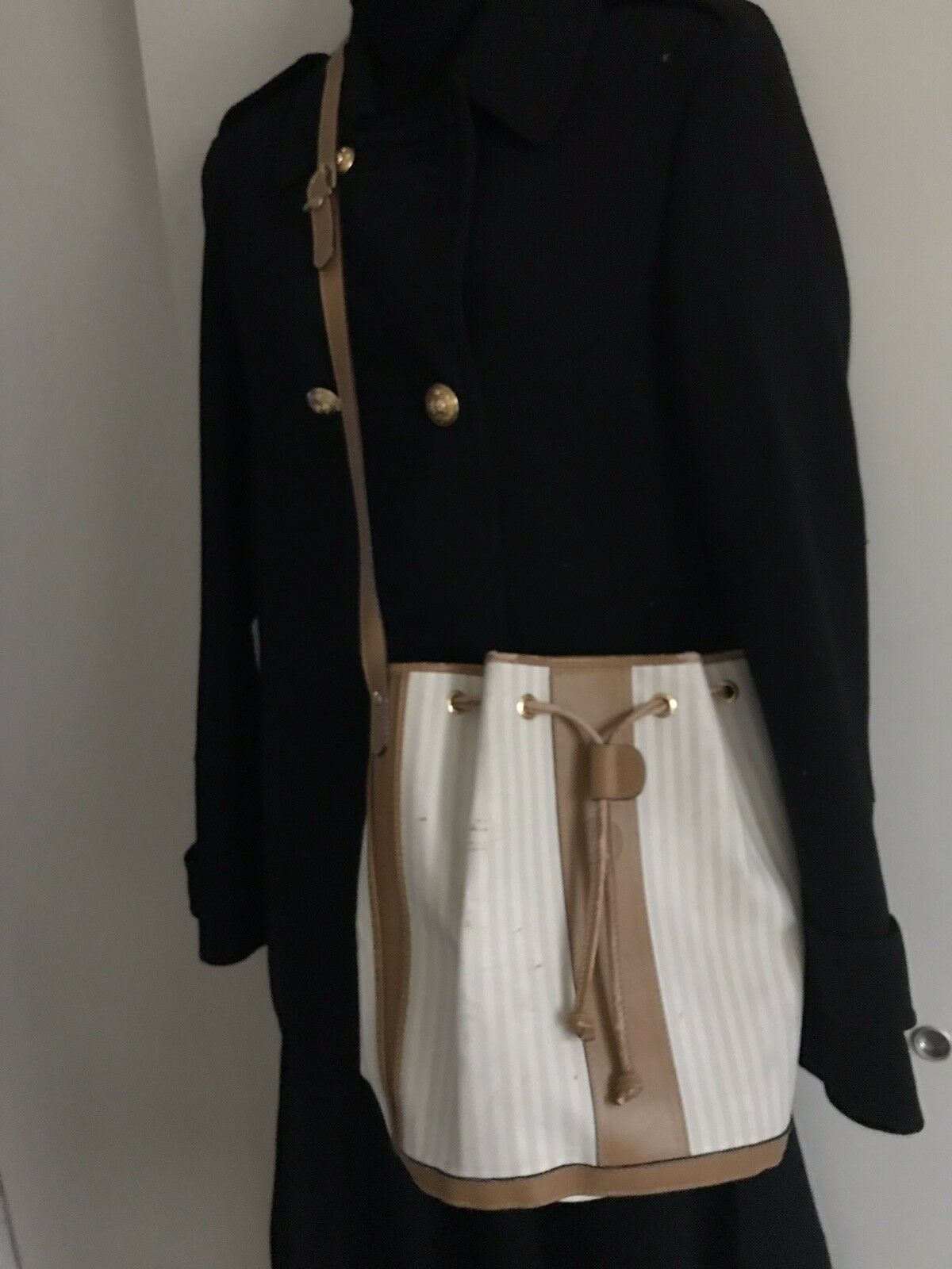 FENDI Vintage White/ Grey Bucket Bag