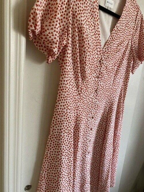 milly red white new heart printed msrp short formal dress