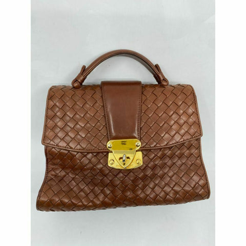 BOTTEGA VENETA Brown Woven Leather Handbag Msrp 1,200