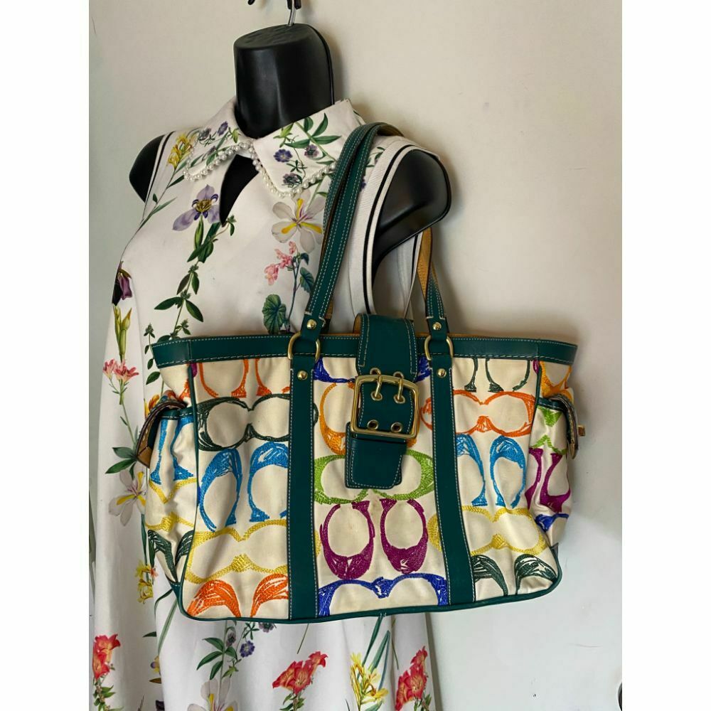 Coach Women's Large Multicolor Fabric Tote Bag