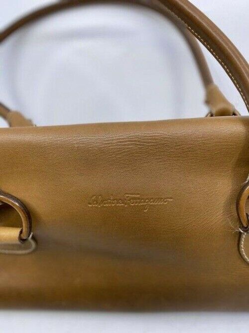 salvatore ferragamo vintage tan leather shoulder bag