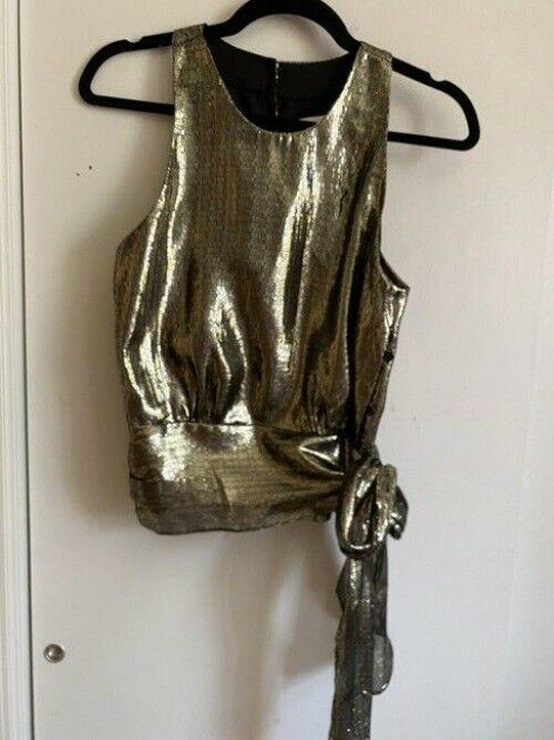 Milly gold black new women s foil msrp blouse