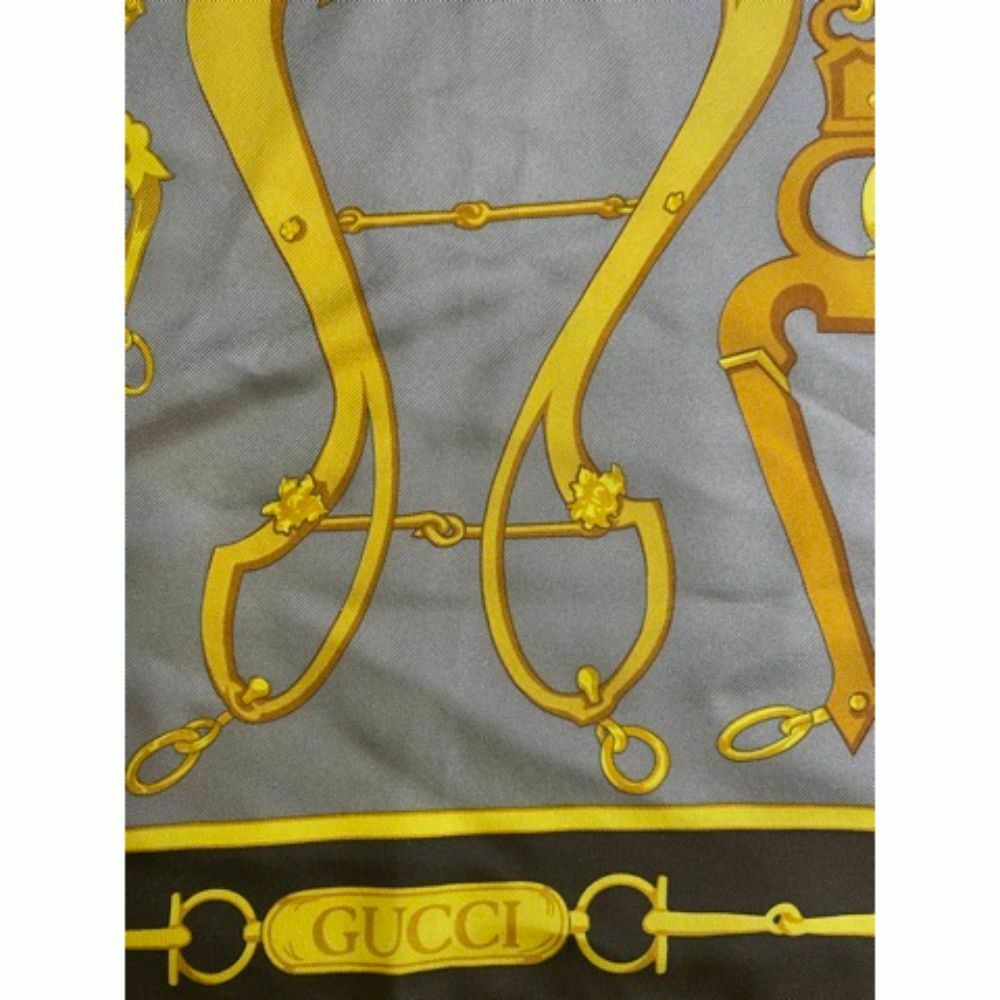GUCCI Silk Scarf Gray Yellow Brown Msrp 550