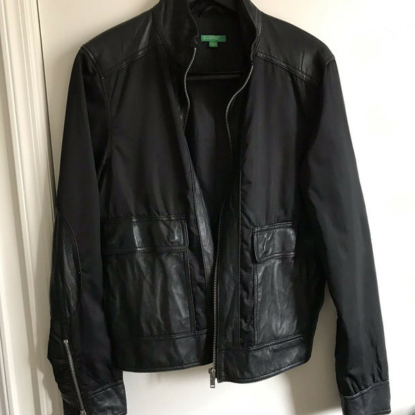 UNITED COLORS OF BENETTON Leather/ Nylon Vintage Jacket Small