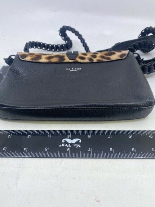 Rag And Bone Mini Enfield Genuine Calf Hair Leapord Leather Cross Body Bag