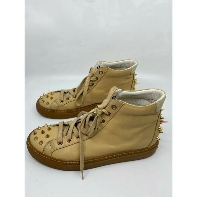 RUTHIE DAVIS Tan Leather Mid Top Fashion Sneakers w/ Spikes Size 8