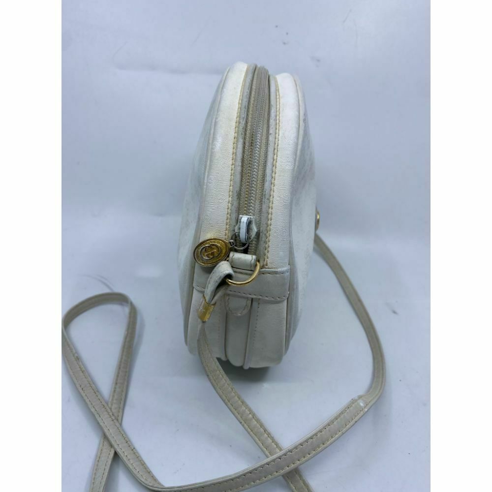 GUCCI White Canvas Signature Crossbody Bag