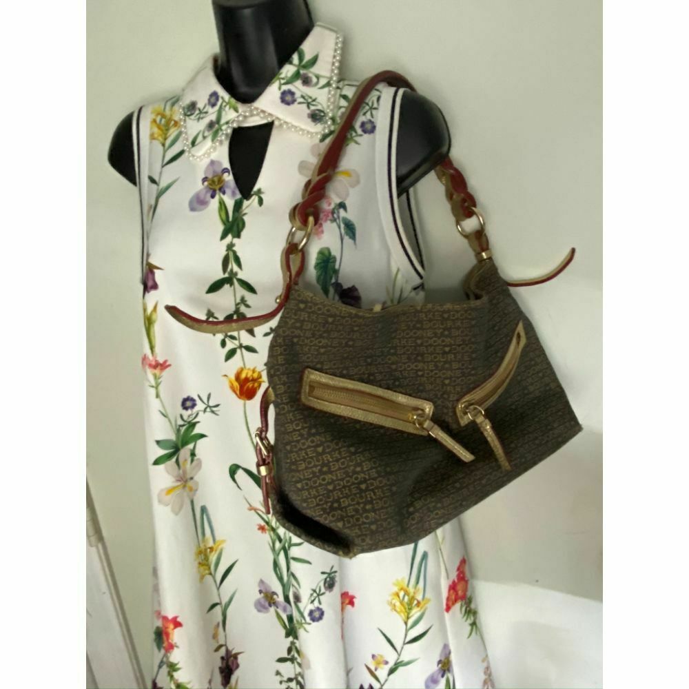 Dooney & Bourke Fabric Shoulder Bag Over Signature Size M Msrp 250