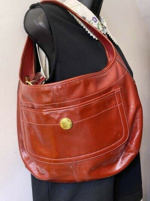 coach red patent leather shoulder bag