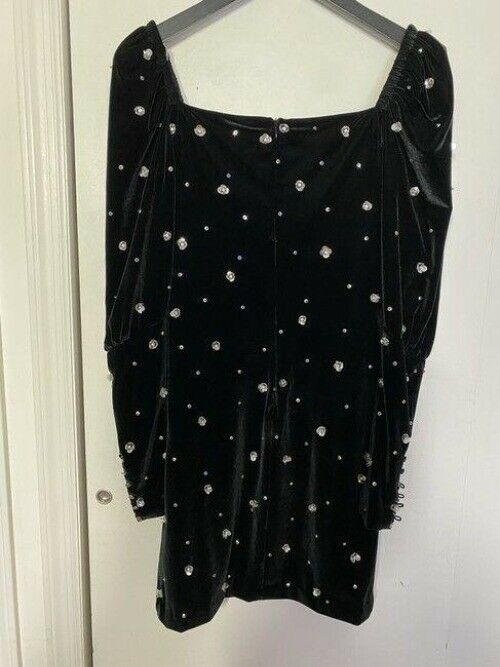 nicole miller black new velvet embellished msrp short formal dress