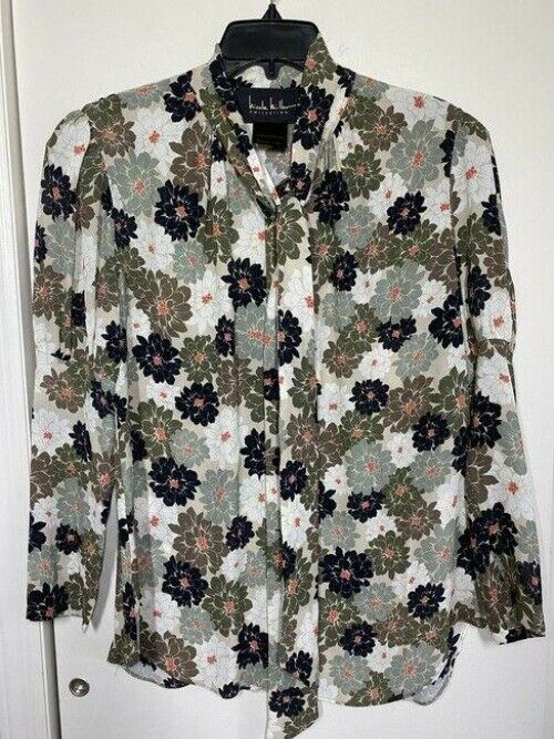 nicole miller multicolor new ls floral msrp sample small blouse