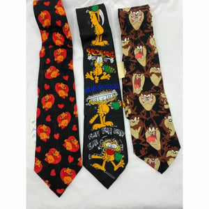 New Lot of 3 Neck tie Disney, Looney Tunes Black Red Yellow Total Msrp 75