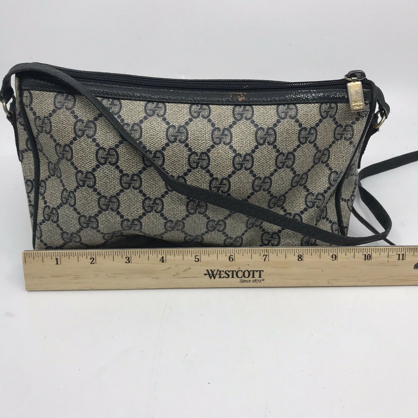 GUCCI Vintage Navy  Shoulder Bag All Over Signature
