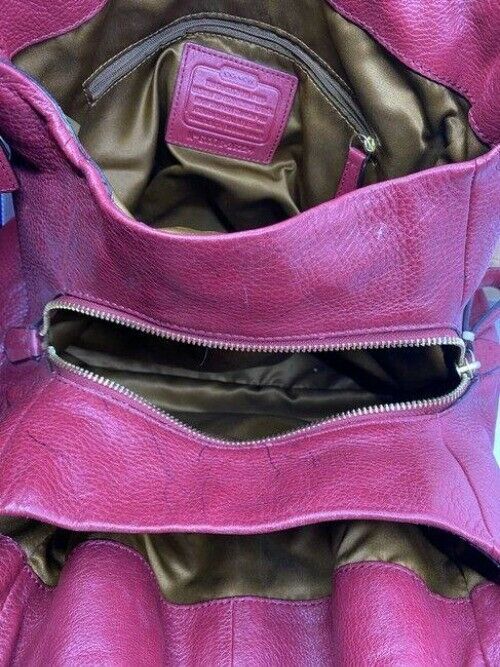 coach large red leather shoulder bag