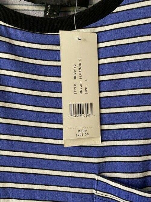 Nicole Miller blue white stripe msrp small short casual dress