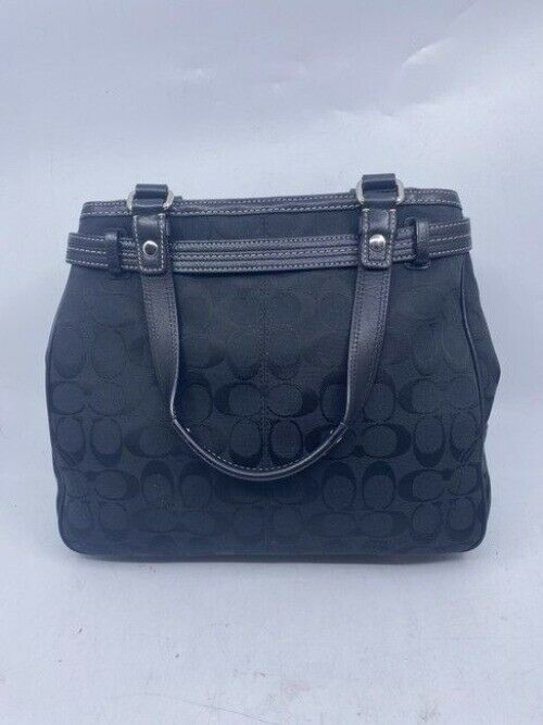 Coach Signature Stripe Python Black Fabric Shoulder Bag