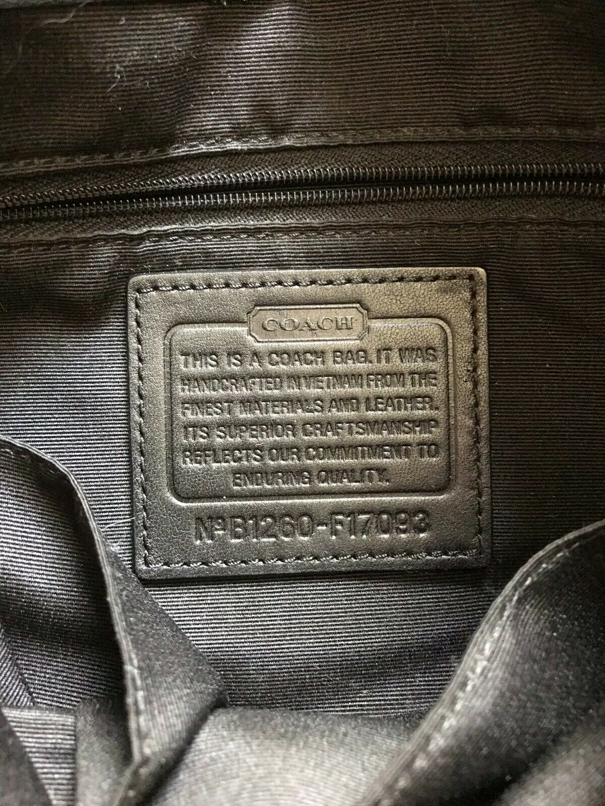 Coach Black Fabric Signature hand bag