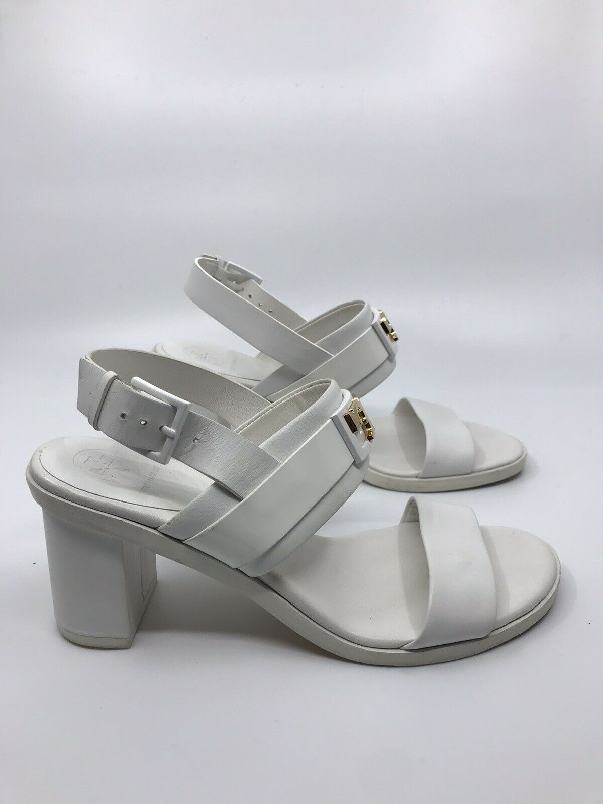 TORY BURCH White Leather High Heels Sandals 6