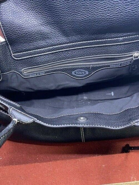 Tod S Drawstring Black Leather Shoulder Bag